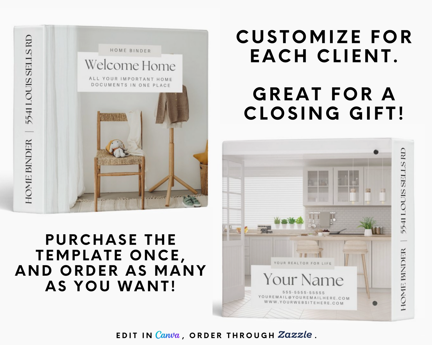 Real Estate Home Binder, Realtor Closing Exit Packet, Home Buyer Guide, Realtor Checklist, Real Estate Marketing, Realtor Binder, Closing Gift