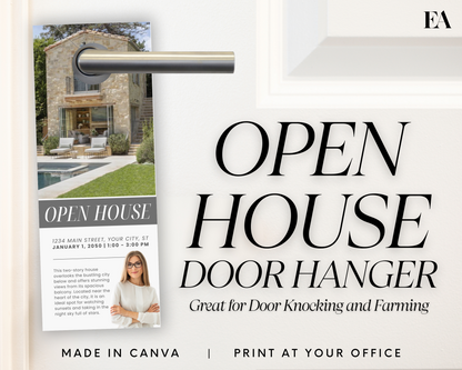 Real Estate Open House Door Hanger Template, Real Estate Property Listing Flyer, Open House Invitation, Realtor Door Sign Template