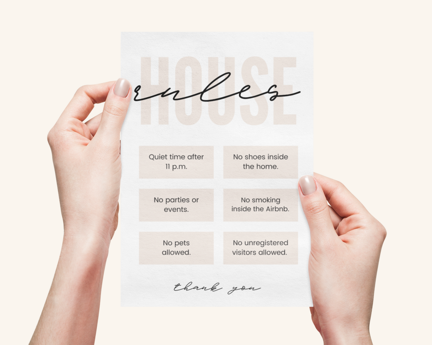 Real Estate Template – House Rules Airbnb Sign