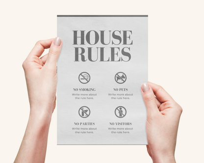 Real Estate Template – House Rules Airbnb Sign