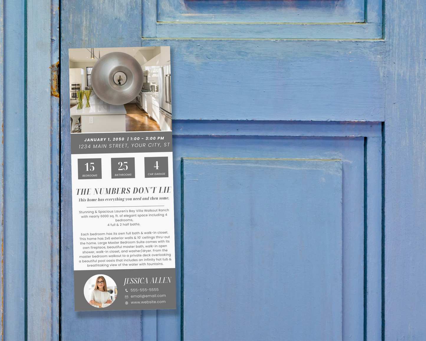 Real Estate Open House Door Hanger Template, Real Estate Property Listing Flyer, Open House Invitation, Realtor Door Sign, Open House Door Hanger Template