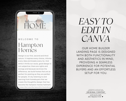 Home Builder Landing Page - Peaceful Design Style