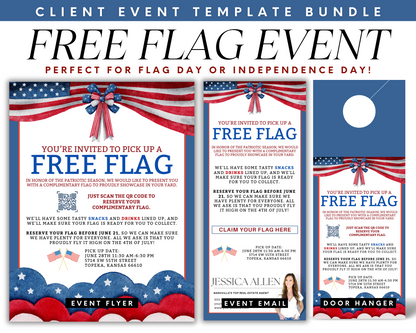 Free Flag Event Template, Real Estate Client Event Flyer, QR Code Template, Realtor Marketing, Real Estate Bundle, Real Estate Farming, Canva