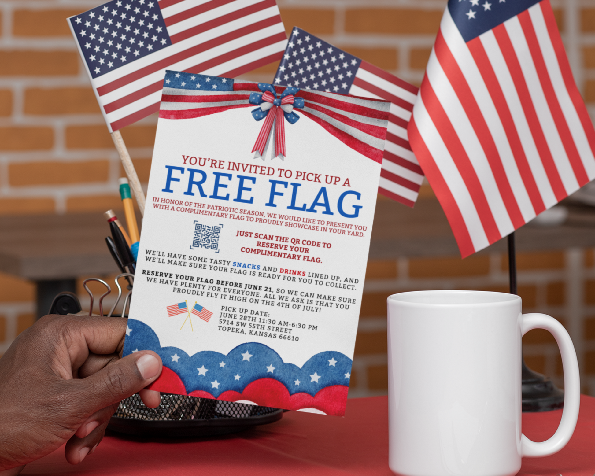 Free Flag Event Template, Real Estate Client Event Flyer, QR Code Template, Realtor Marketing, Real Estate Bundle, Real Estate Farming, Canva