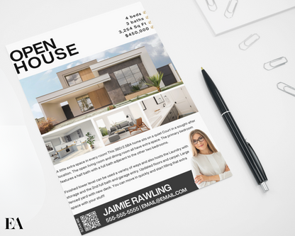 Real Estate New Listing Flyer, Open House Flyer, Real Estate Template, Real Estate Marketing, Real Estate Flyer, Just Listed, Canva Template