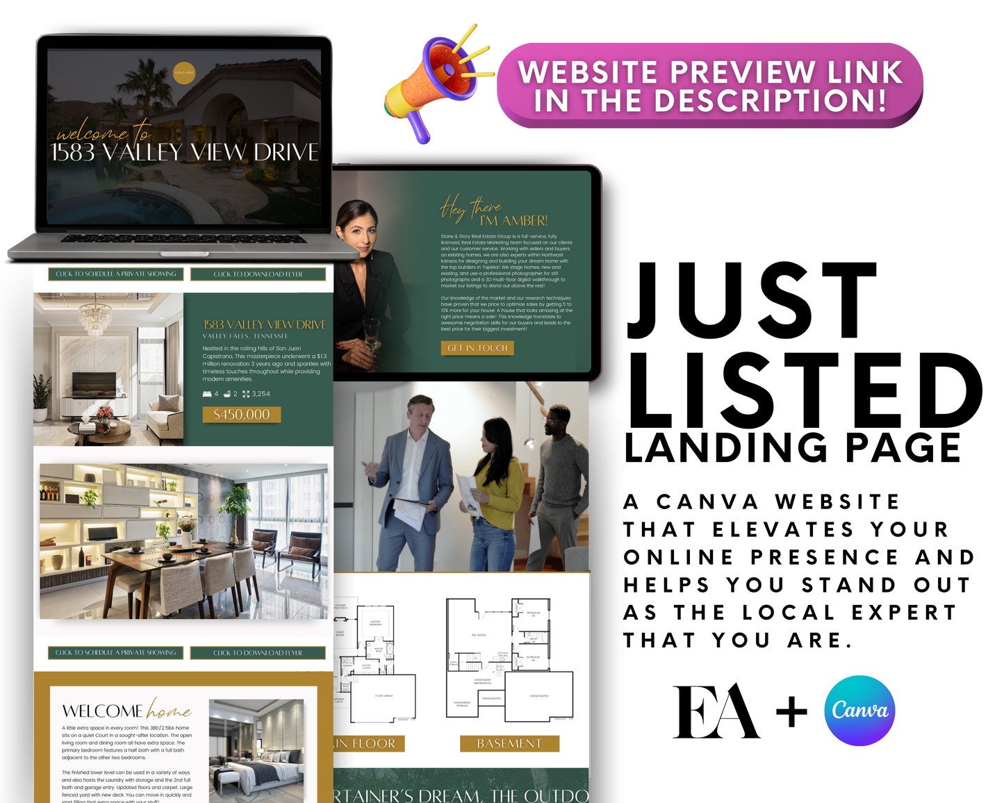 New Listing Canva Landing Page - Exclusive Design Style