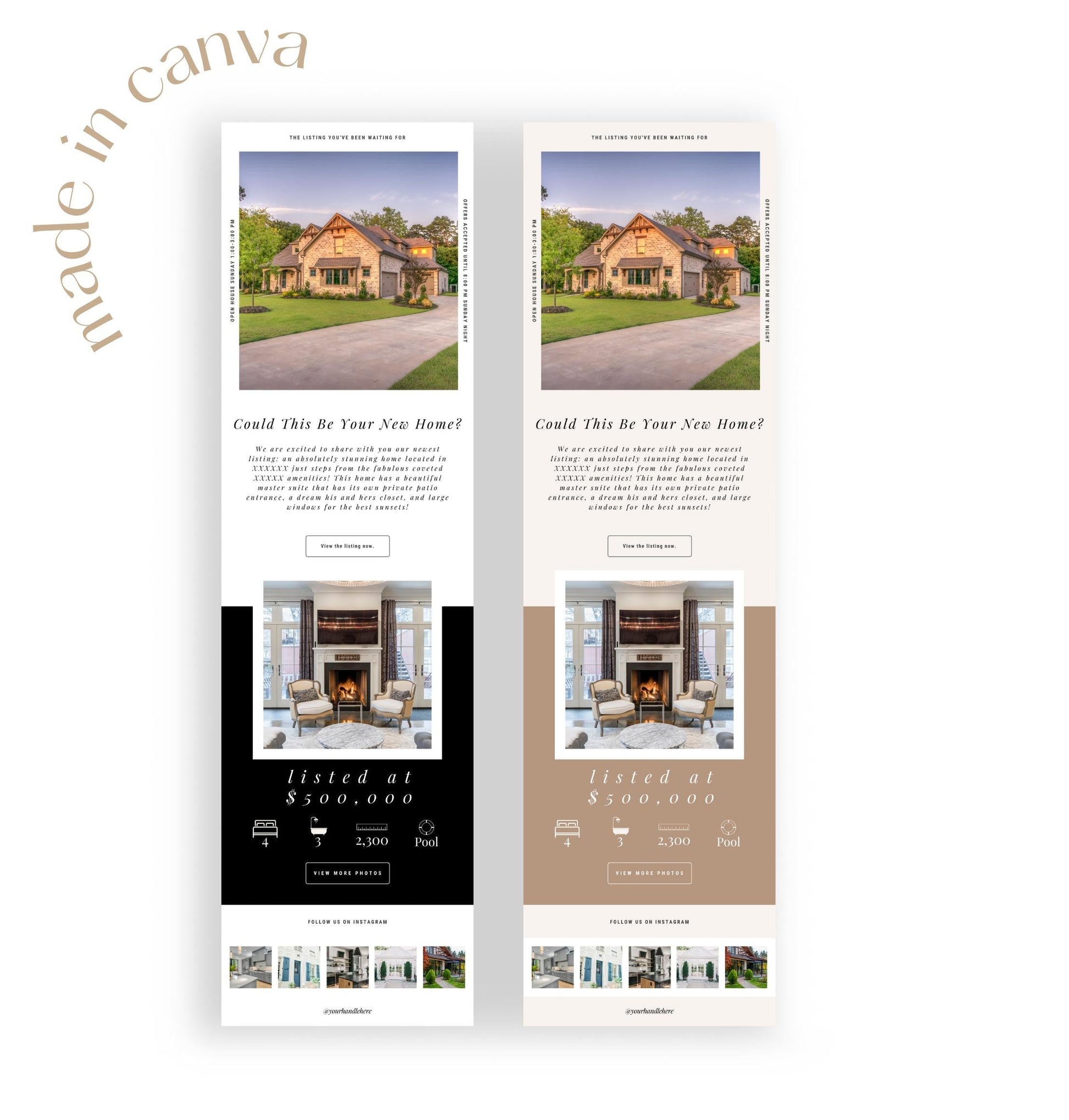 Real Estate New Listing Email Newsletter Template for Realtors - Instant Download - Real Estate Marketing - Made in Canva