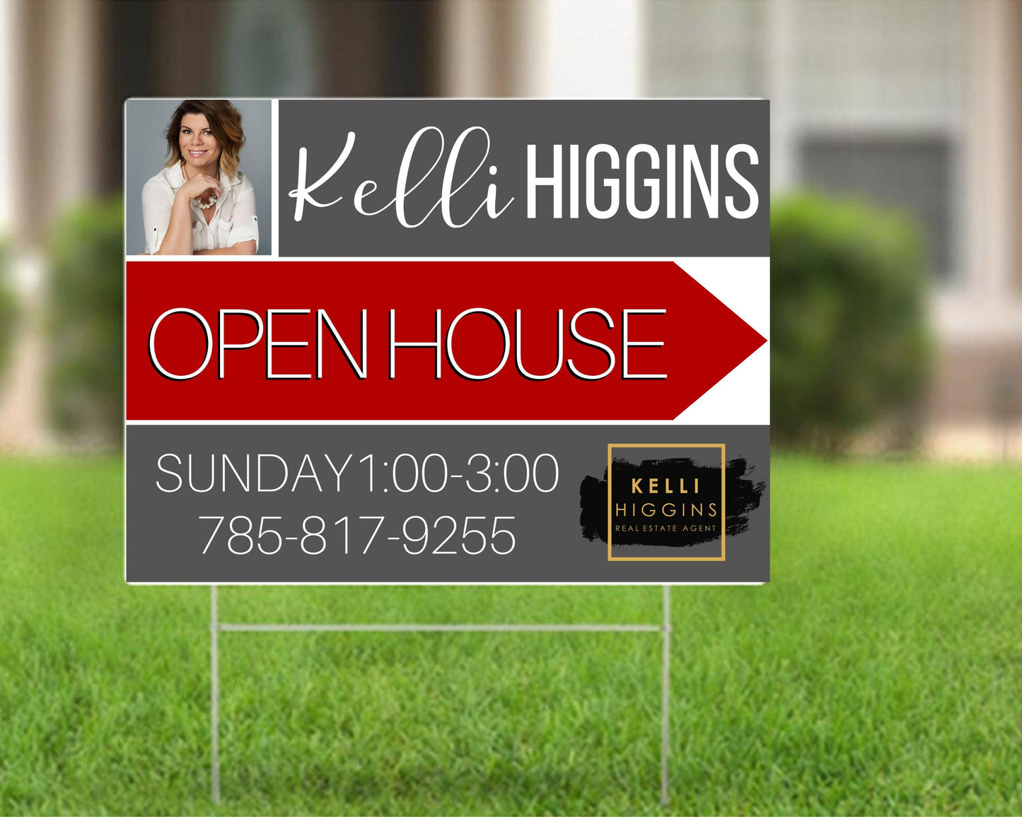 Real Estate Template – Open House Yard Sign - Red Accent