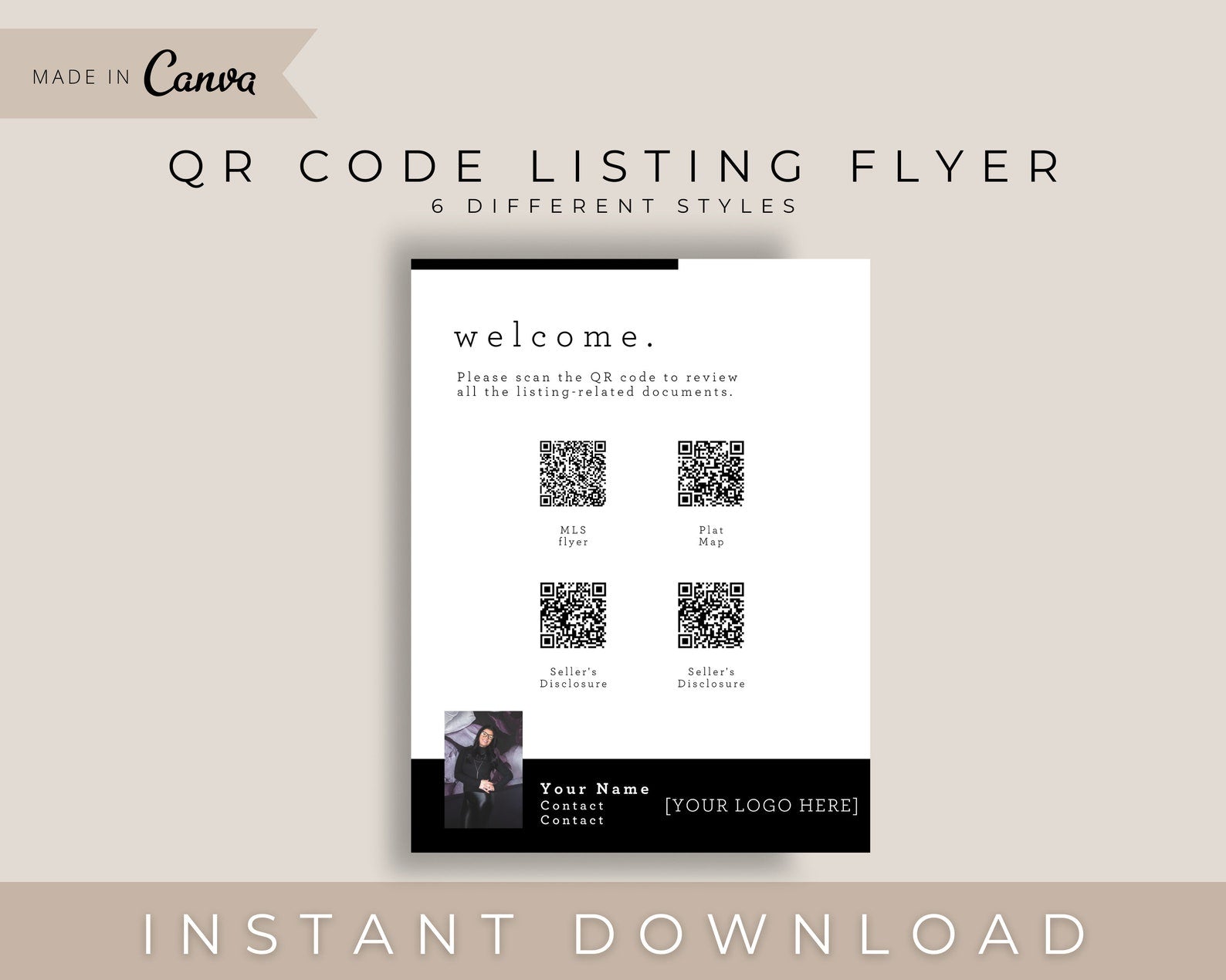 Real Estate QR Code Listing Flyer, Open House QR Code, Real Estate Marketing, Realtor QR Code, Real Estate Template, Home Seller Guide, Canva