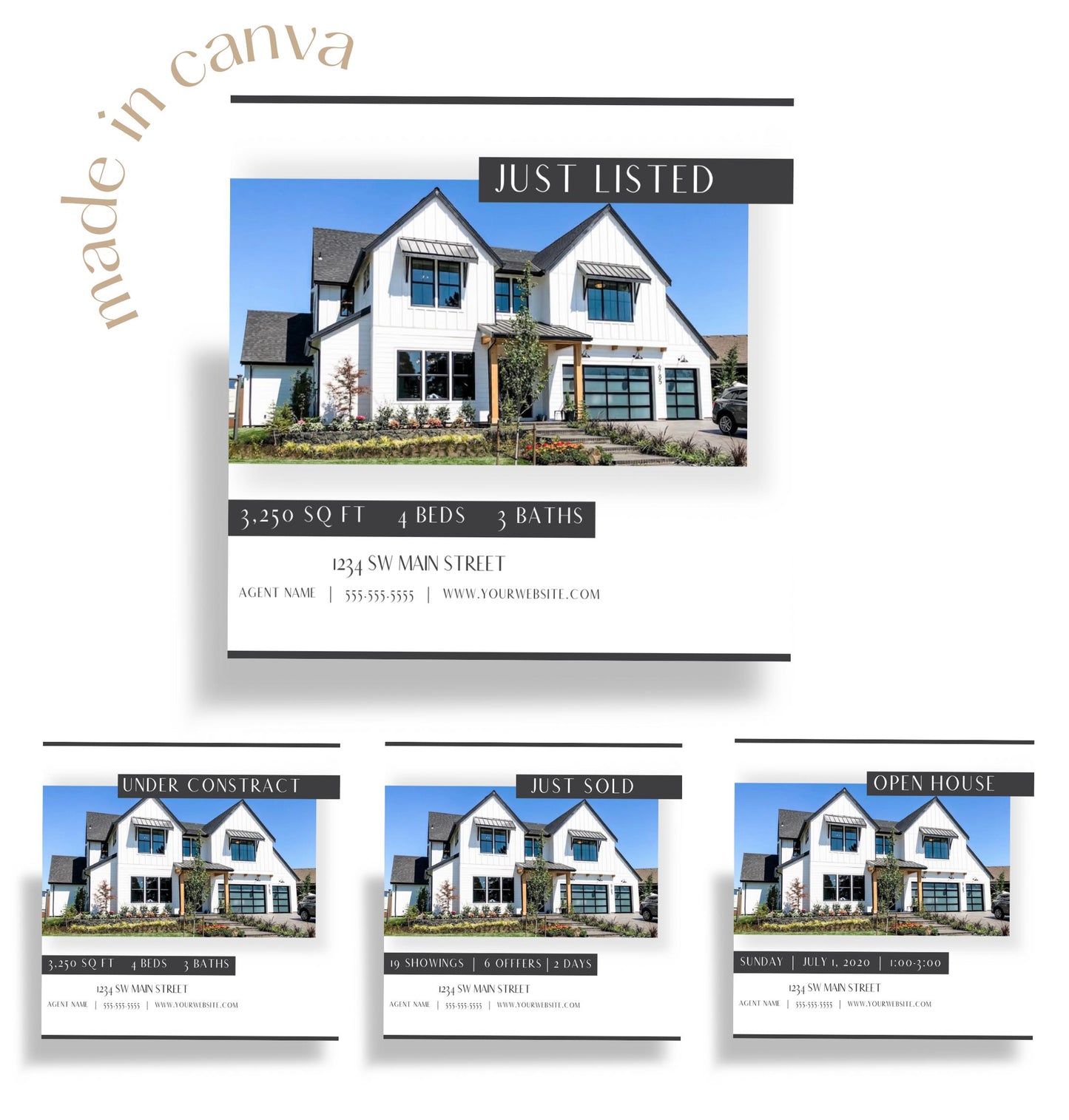 Real Estate Facebook and Instagram Frames - Just Listed , Sold, Open House, Under Contract Posts - Social Media Real Estate Marketing for Realtors, Agents - Instant Download