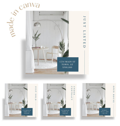Real Estate Facebook and Instagram Frames - Just Listed , Sold, Open House, Under Contract Posts - Social Media Real Estate Marketing for Realtors, Agents - Instant Download