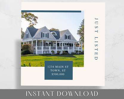 Real Estate Facebook and Instagram Frames - Just Listed , Sold, Open House, Under Contract Posts - Social Media Real Estate Marketing for Realtors, Agents - Instant Download