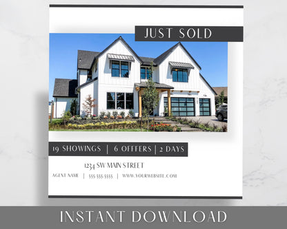 Real Estate Facebook and Instagram Frames - Just Listed , Sold, Open House, Under Contract Posts - Social Media Real Estate Marketing for Realtors, Agents - Instant Download