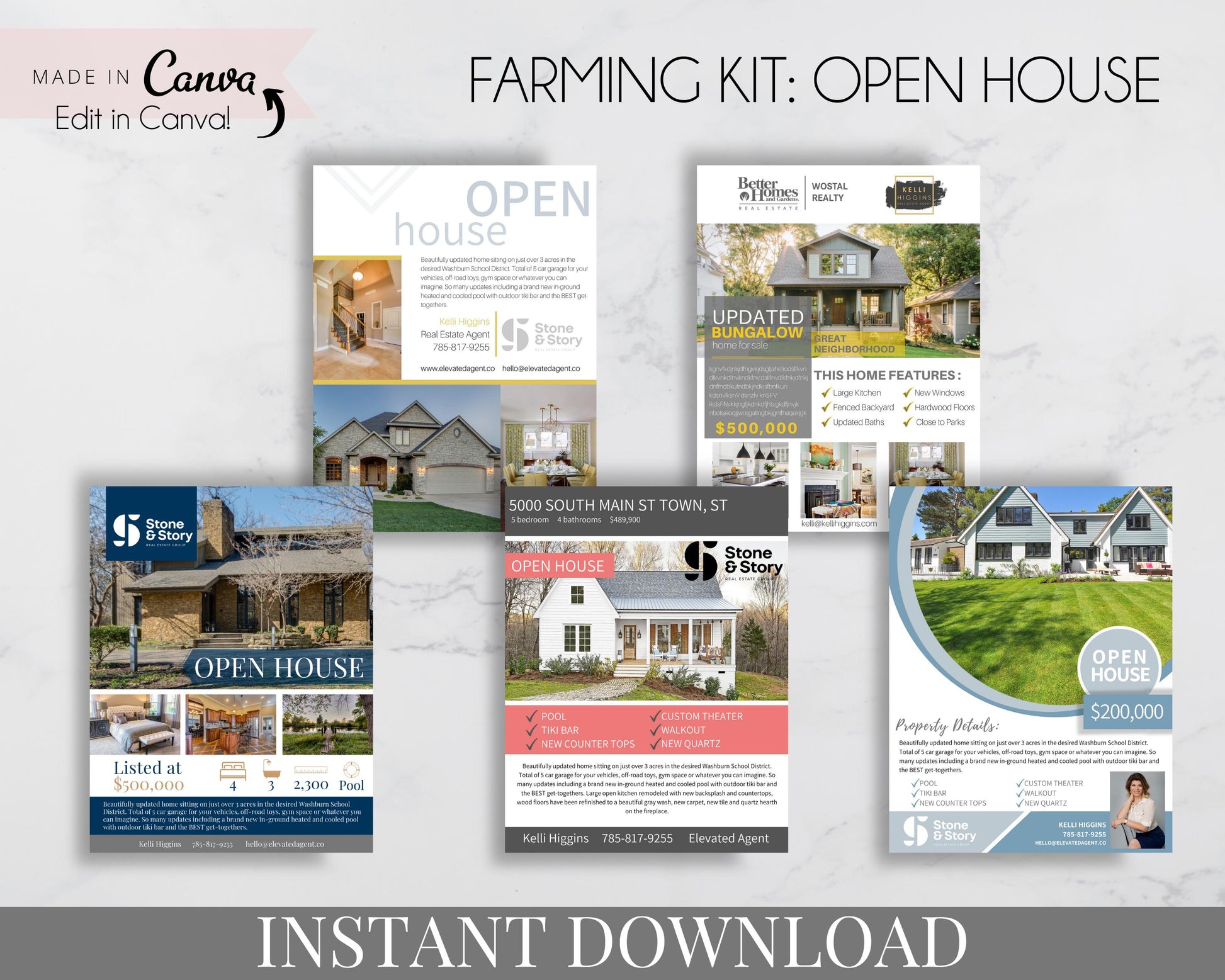 Real Estate Farming Kit Marketing for Realtors, Agents - Instant Download - Open House Templates