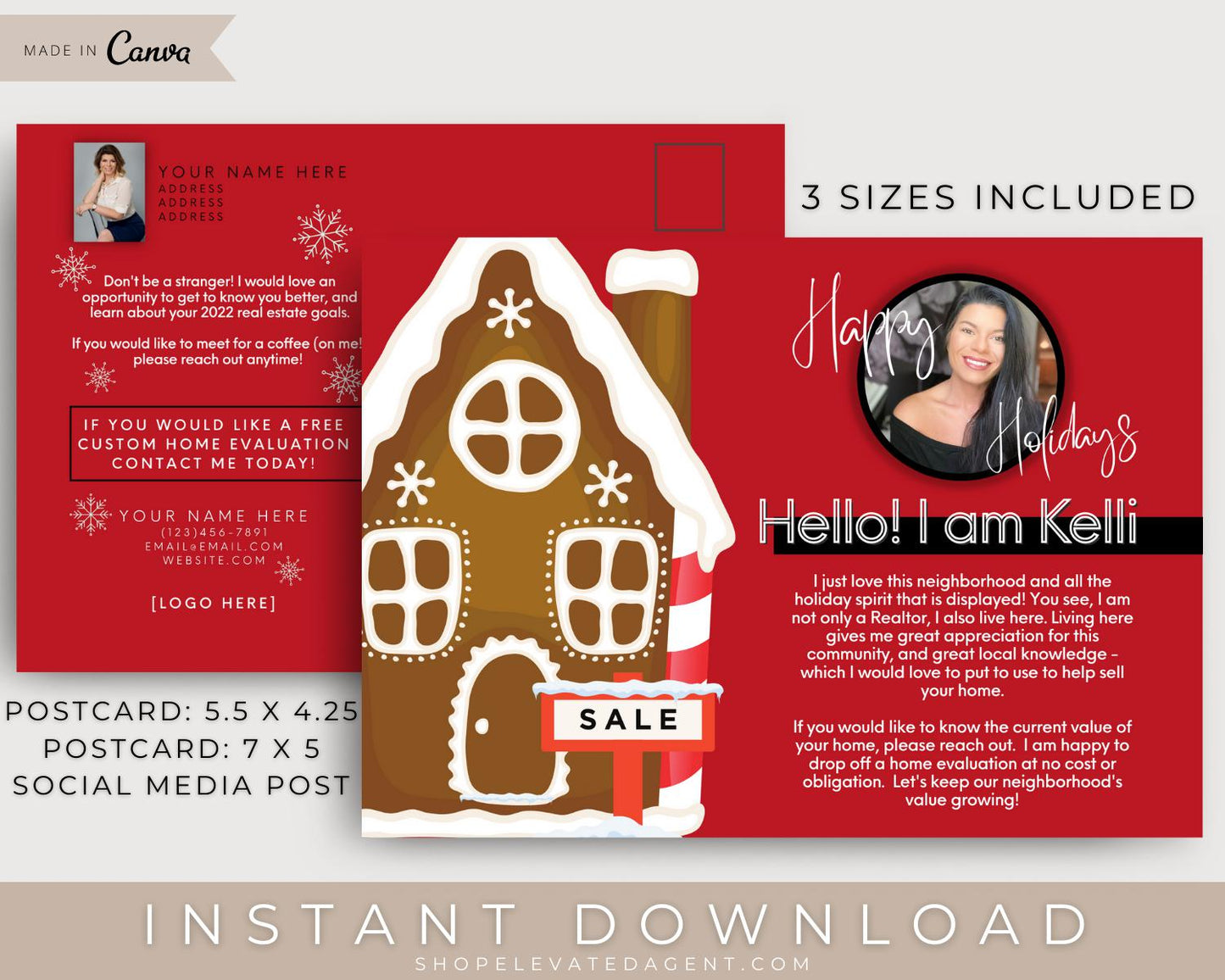 Real Estate Template – Real Estate Holiday Card - Hello Neighbor Postcard