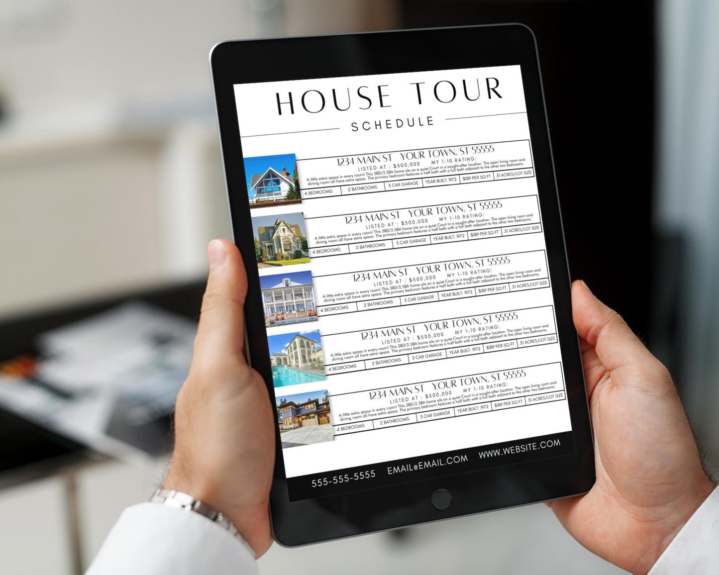 Real Estate Home Tour Schedule