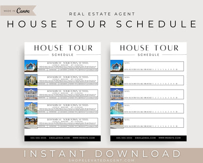 Real Estate Home Tour Schedule