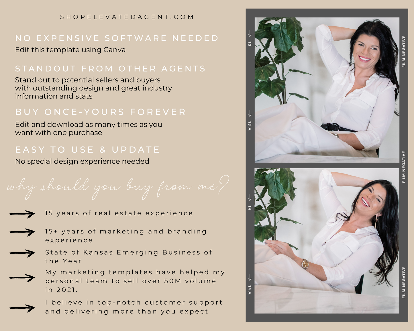 Hello, I am Kelli. The owner of Elevated Agent and your Real Estate Templates designer helping you elevate your real estate business.