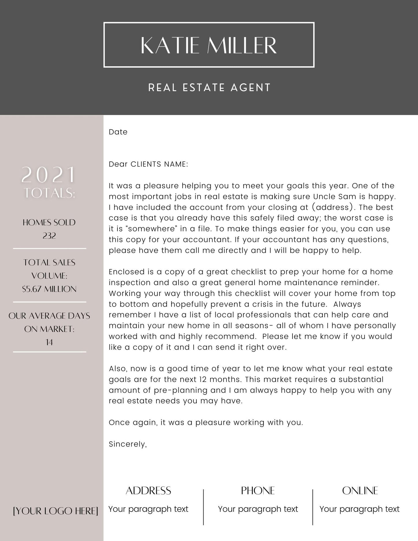 Real Estate New Year Letter