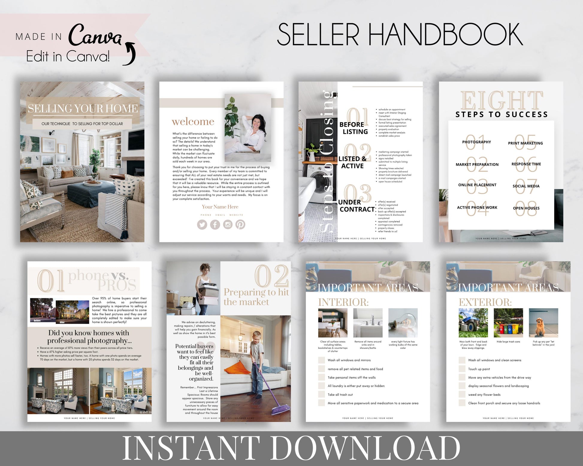 Seller Handbook 8 Page View - Seller Listing Presentation - Seller Handbook - Seller Guide Template for Real Estate Agents, Realtors, Instant Download, Real Estate Marketing