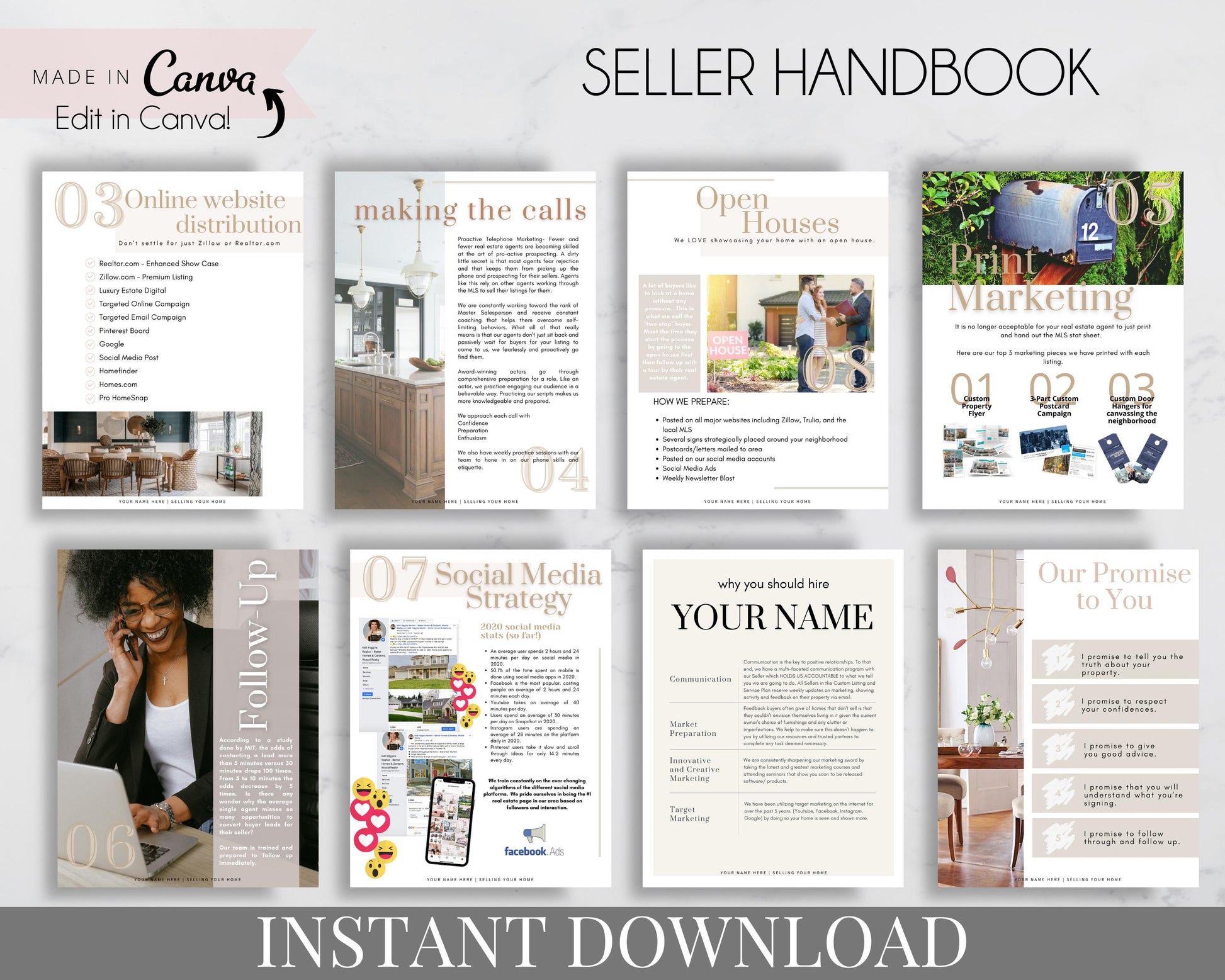 Seller Handbook 8 Page View - Seller Listing Presentation - Seller Handbook - Seller Guide Template for Real Estate Agents, Realtors, Instant Download, Real Estate Marketing