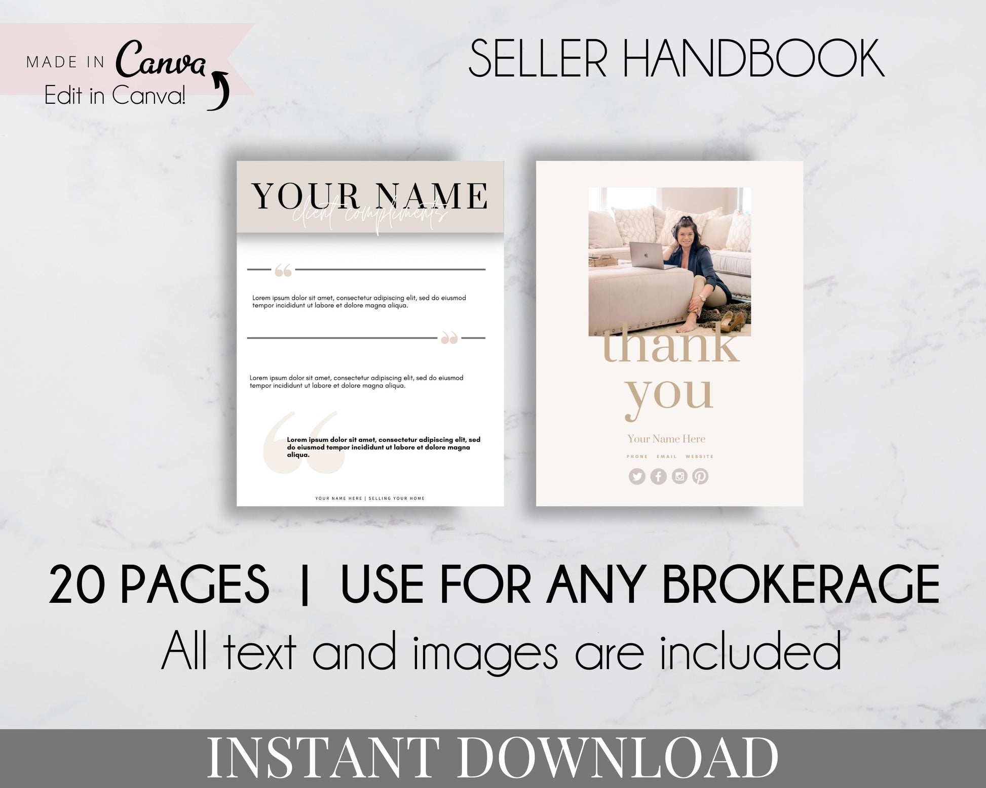 Seller Listing Presentation - Seller Handbook - Seller Guide Template for Real Estate Agents, Realtors, Instant Download, Real Estate Marketing