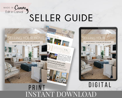 Seller Listing Presentation - Seller Handbook - Seller Guide Template for Real Estate Agents, Realtors, Instant Download, Real Estate Marketing