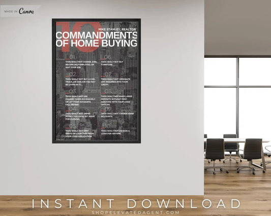 Real Estate Template for Office Poster Real Estate Office Decor for Real Estate Agent Poster Template for Real Estate Commandments 